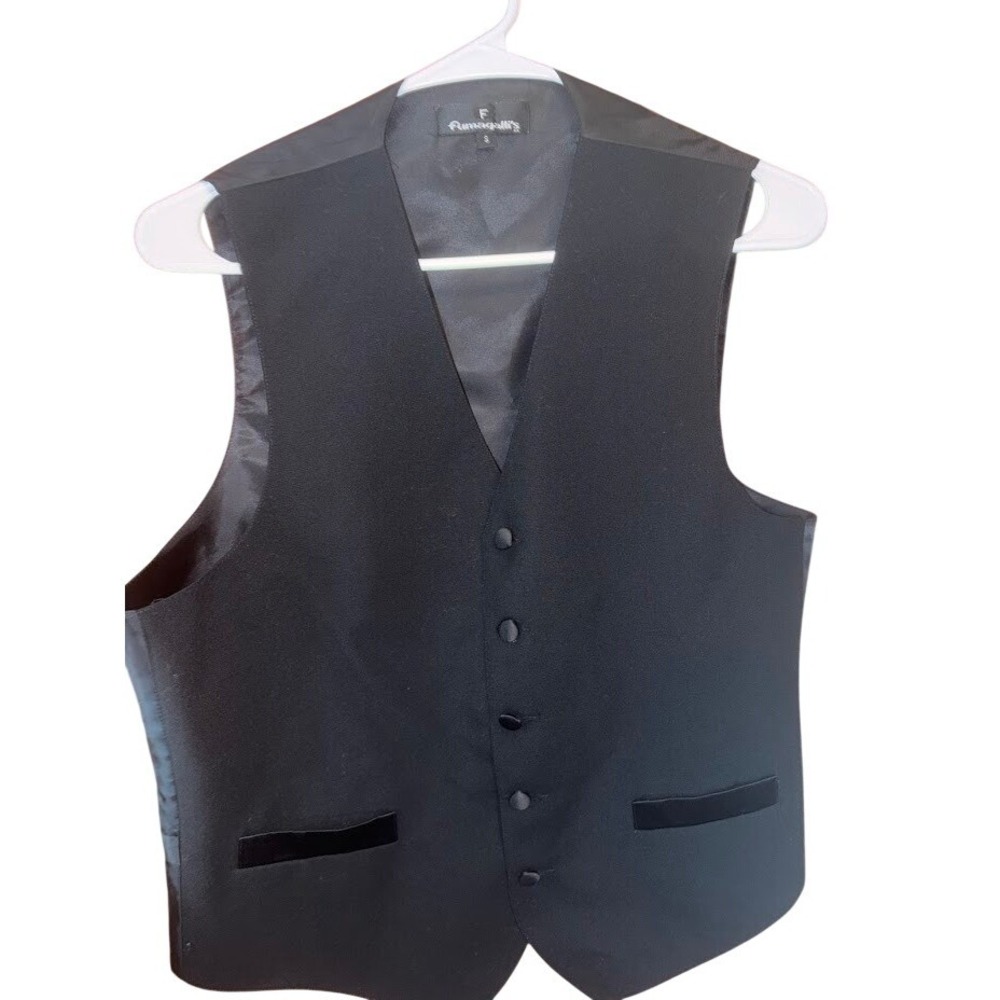 Fumagalli's Mens Black Formal Tuxedo Vest Waistcoat Size Small Five Button Front